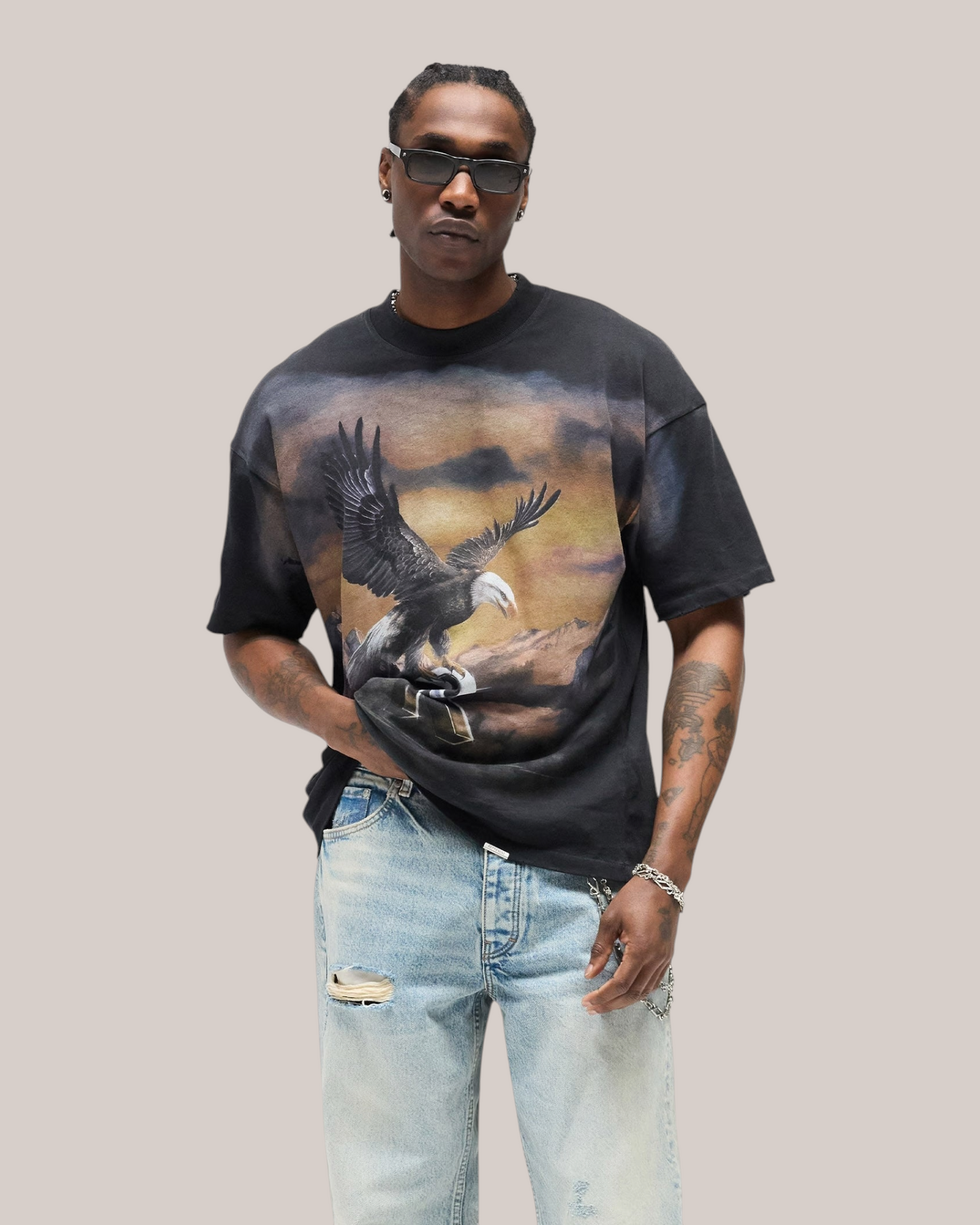 T-Shirt Chrome Flight Stained Black MLM100761-04 Represent