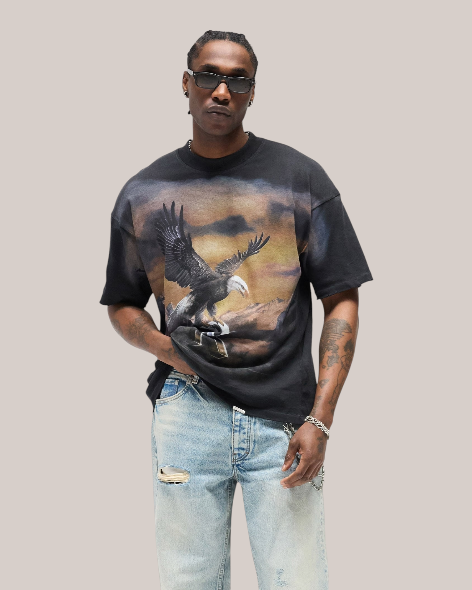 T-Shirt Chrome Flight Stained Black MLM100761-04 Represent