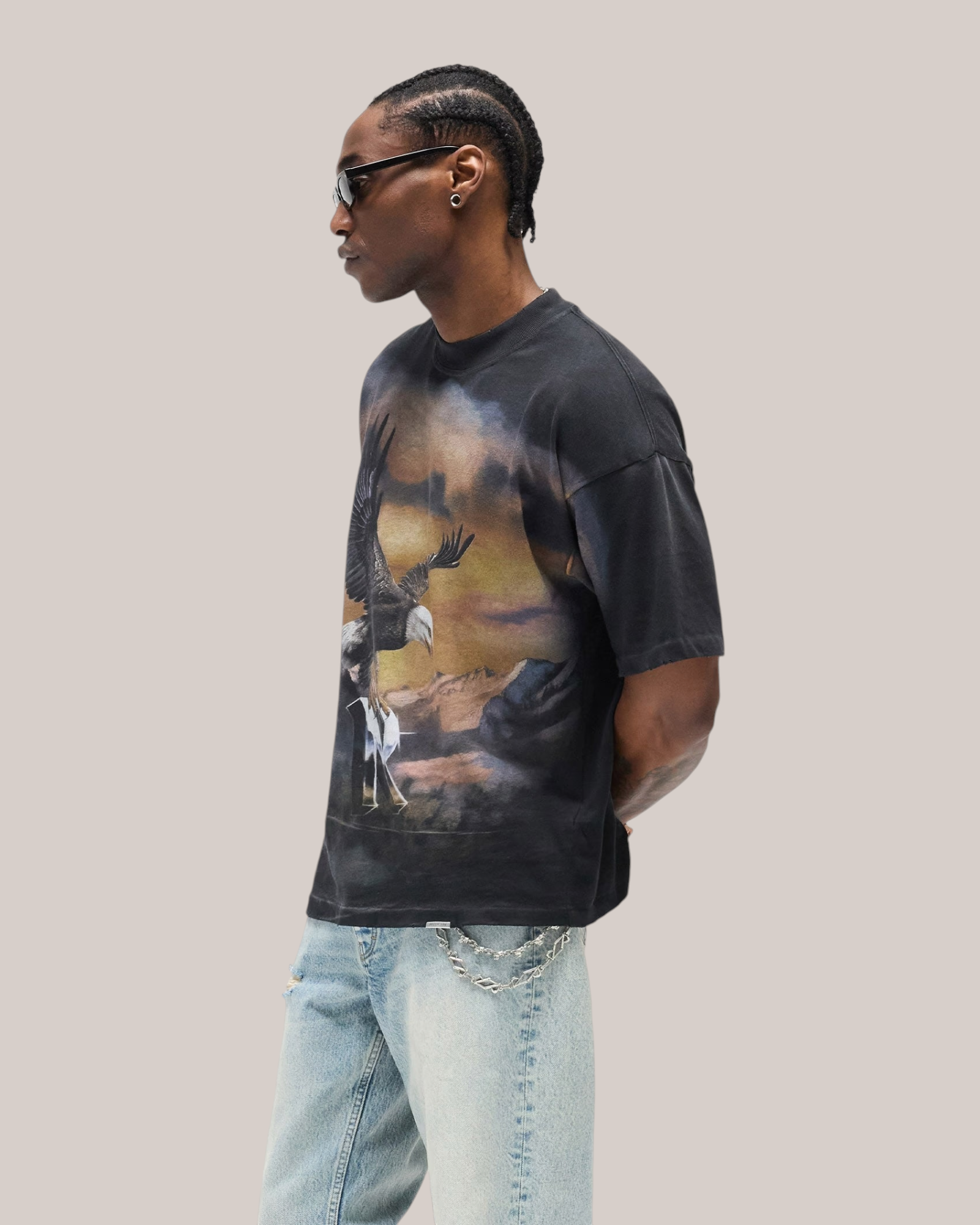 T-Shirt Chrome Flight Stained Black MLM100761-04 Represent