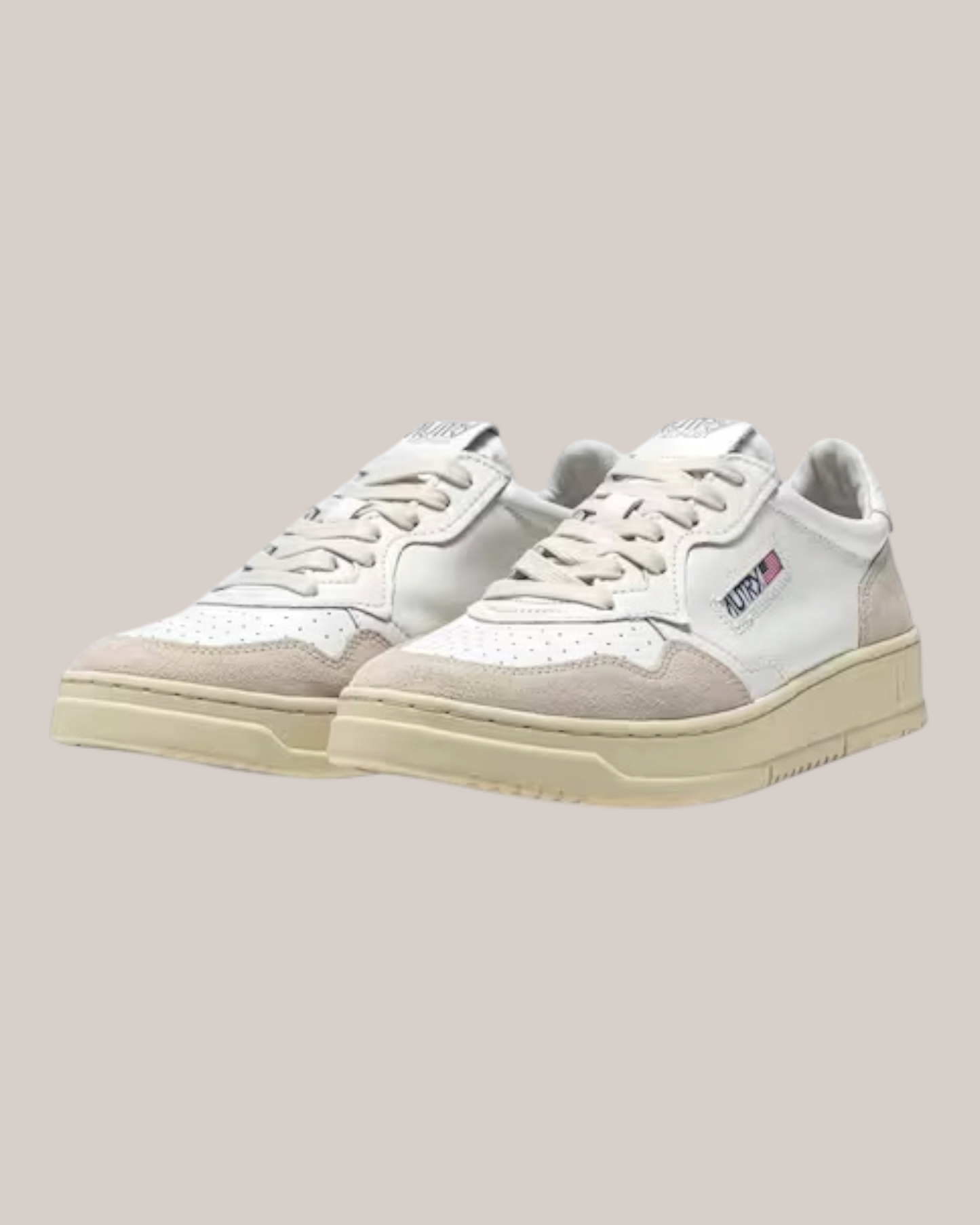 Sneakers In Pelle Medalist Low AULM-LS33 Bianca e Suede Beige Autry
