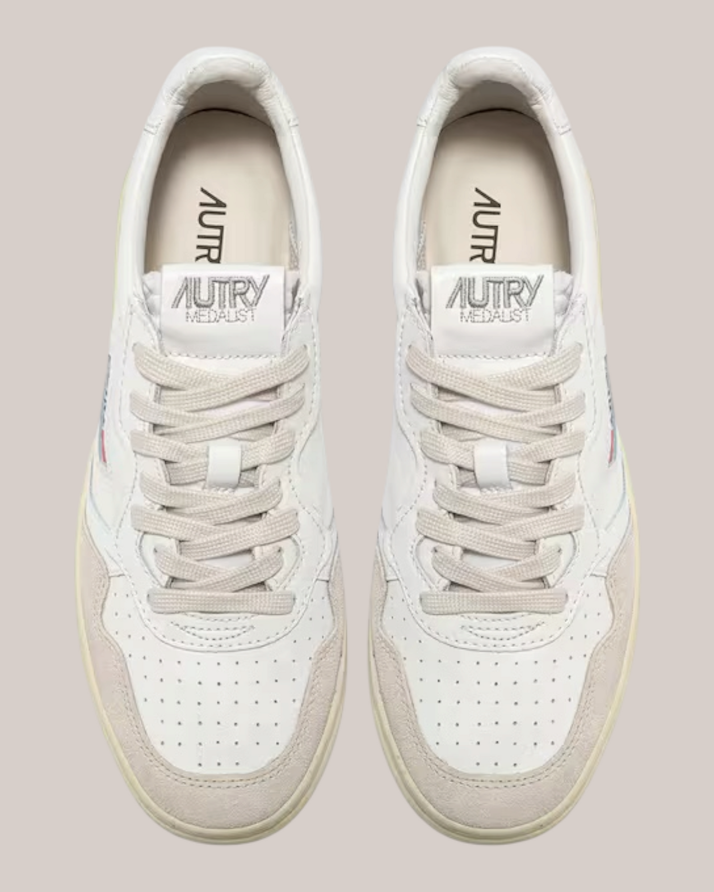 Sneakers In Pelle Medalist Low AULM-LS33 Bianca e Suede Beige Autry