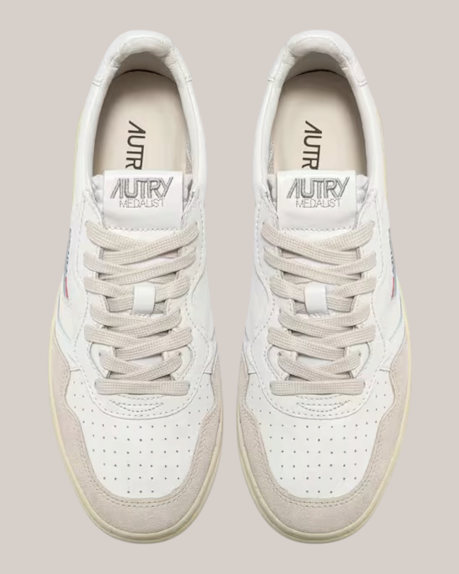 Sneakers In Pelle Medalist Low AULM-LS33 Bianca e Suede Beige Autry