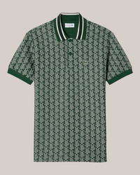 Polo Classic Fit Monogram in Jacquard Verde DH1417-00-D1R Lacoste