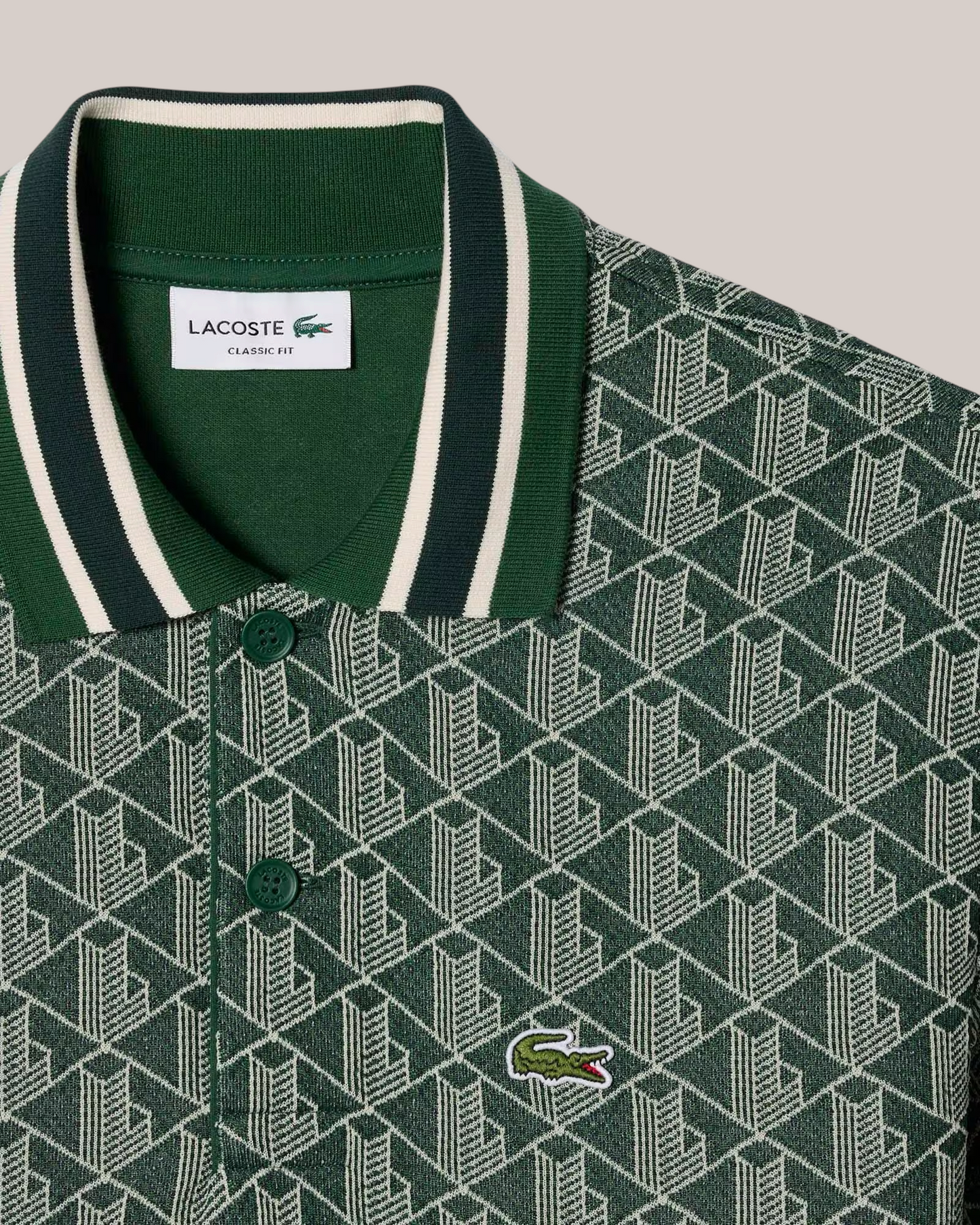 Polo Classic Fit Monogram in Jacquard Verde DH1417-00-D1R Lacoste