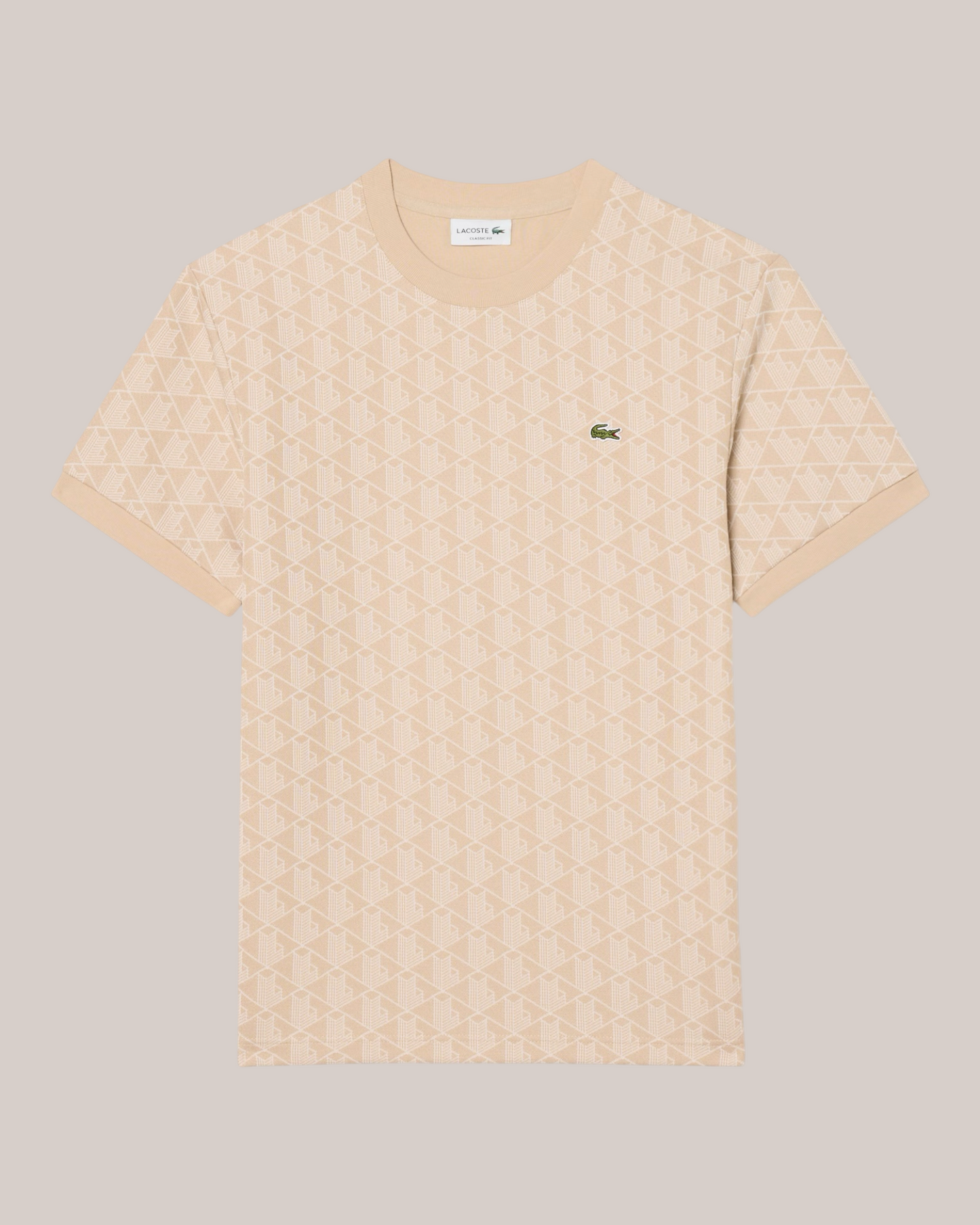 T-Shirt Classic Fit in Jacquard Monogram Beige TH1197-00-8GI Lacoste