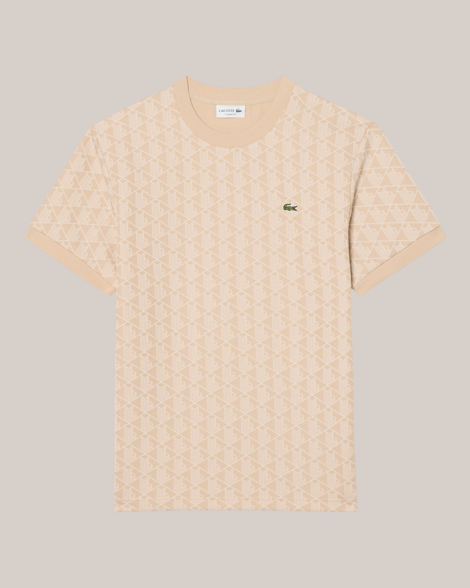 T-Shirt Classic Fit in Jacquard Monogram Beige TH1197-00-8GI Lacoste
