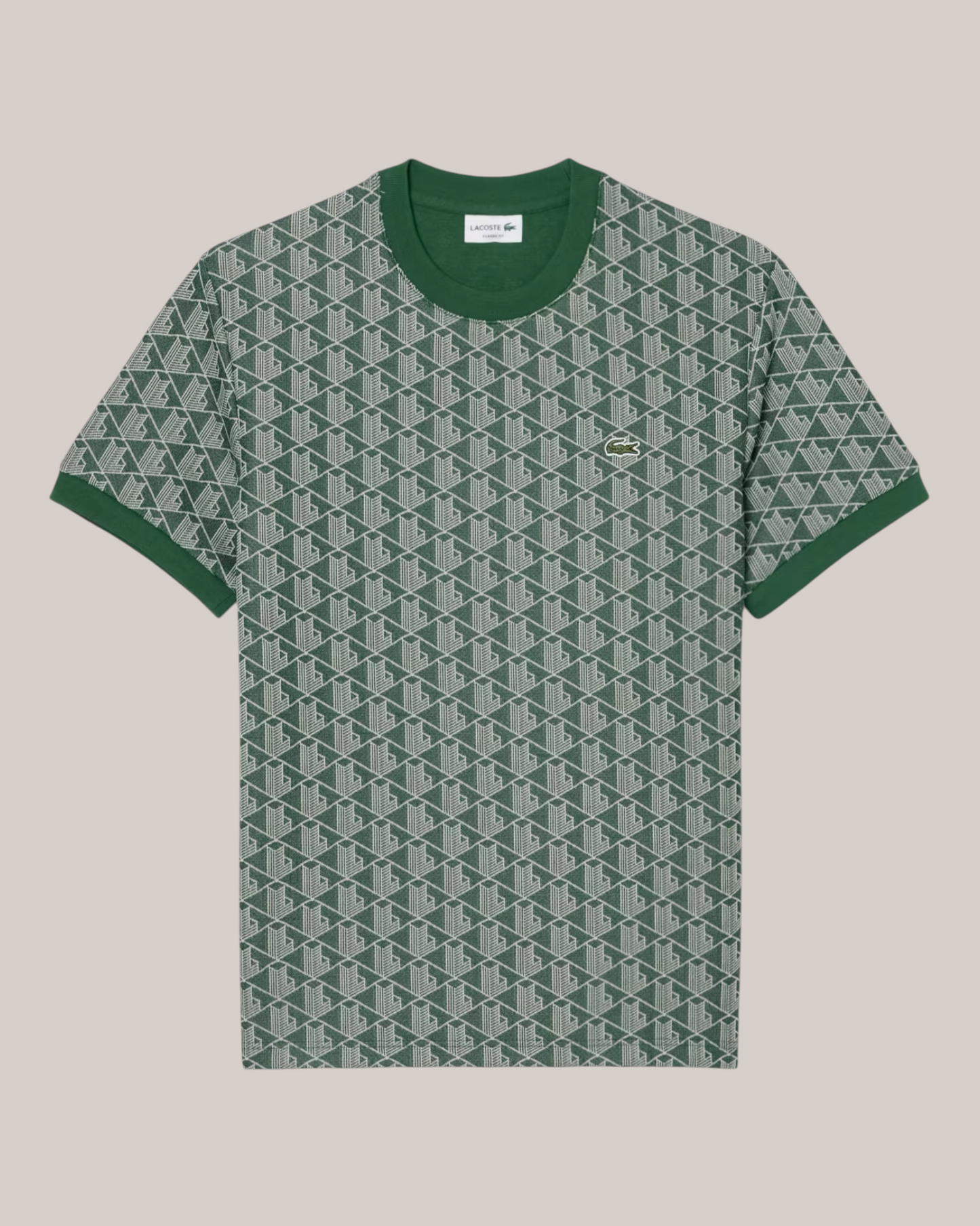 T-Shirt Classic Fit in Jacquard Monogram Verde TH1197-00-D1R Lacoste