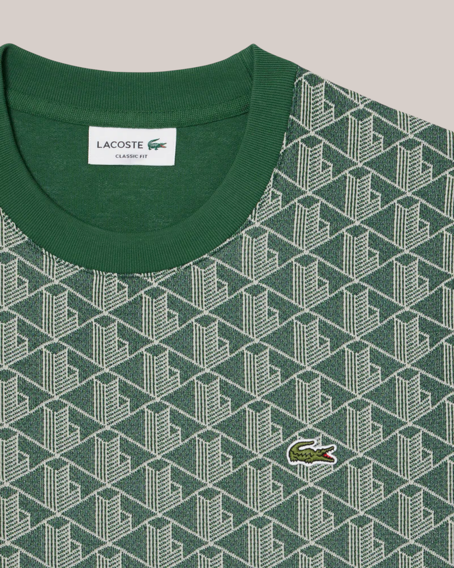 T-Shirt Classic Fit in Jacquard Monogram Verde TH1197-00-D1R Lacoste