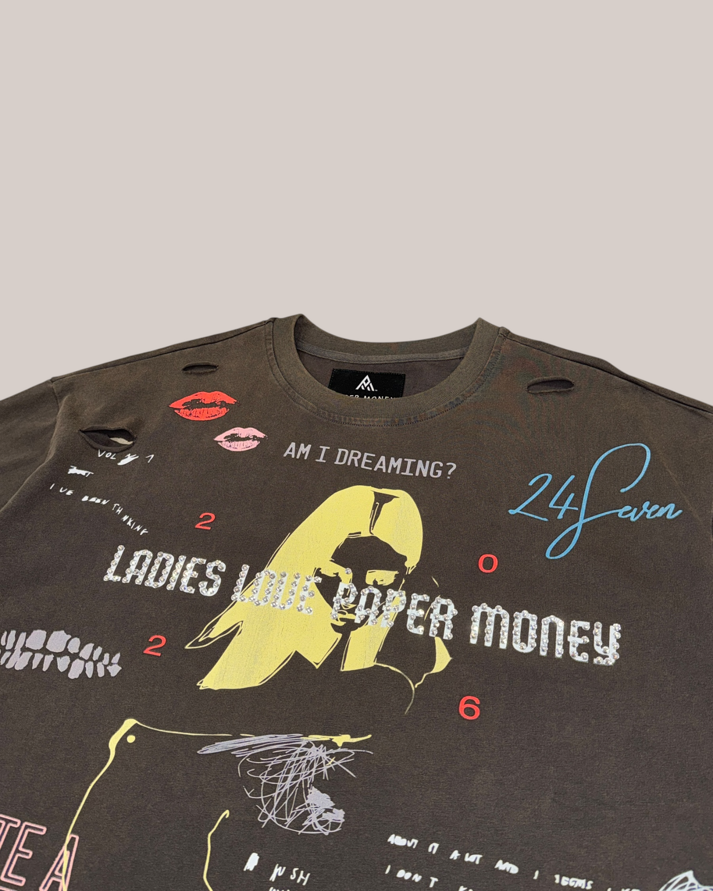T-Shirt Boxy Fit Love Letter Tee Brownish-Grey BH3551 Paper Money