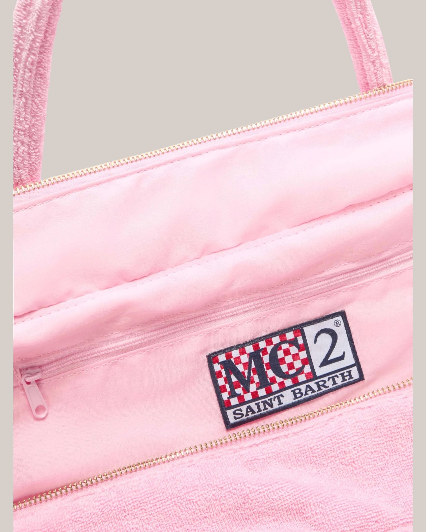 Borsa Vanity Large Regular In Tessuto Effetto Spugna Rosa VANI012 00413L MC2 Saint Barth