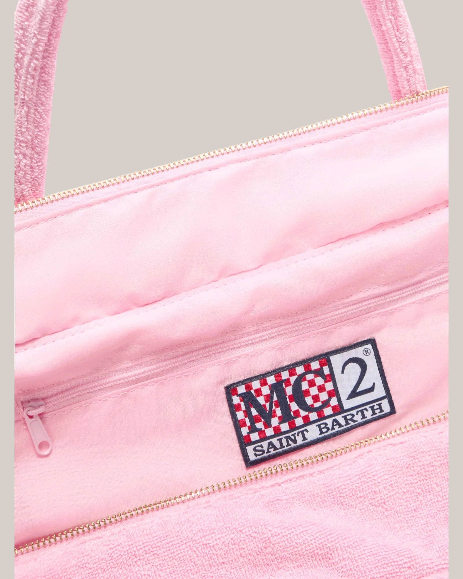 Borsa Vanity Large Regular In Tessuto Effetto Spugna Rosa VANI012 00413L MC2 Saint Barth