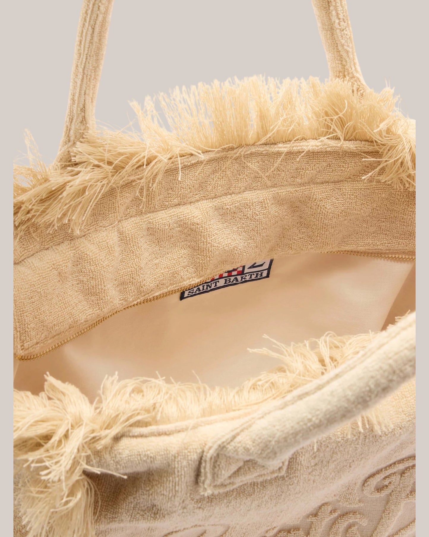 Borsa Vanity Large Regular In Tessuto Effetto Spugna Beige VANI012 02549L MC2 Saint Barth