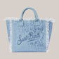 Borsa Vanity Regular In Canvas Blu Leopard Con Strass VANI001 08747L MC2 Saint Barth