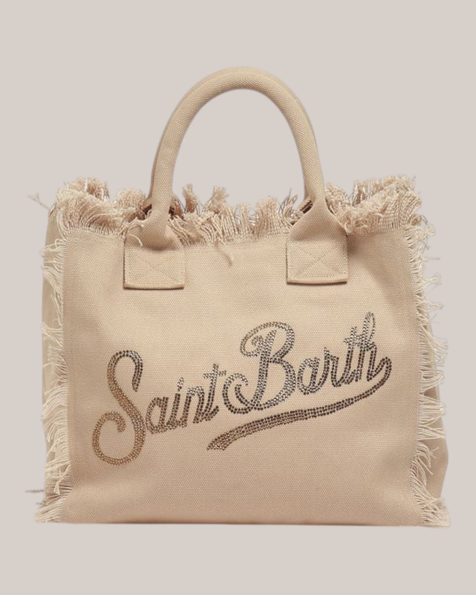 Borsa Vanity Regular In Canvas Beige Con Strass VANI001 00267L MC2 Saint Barth