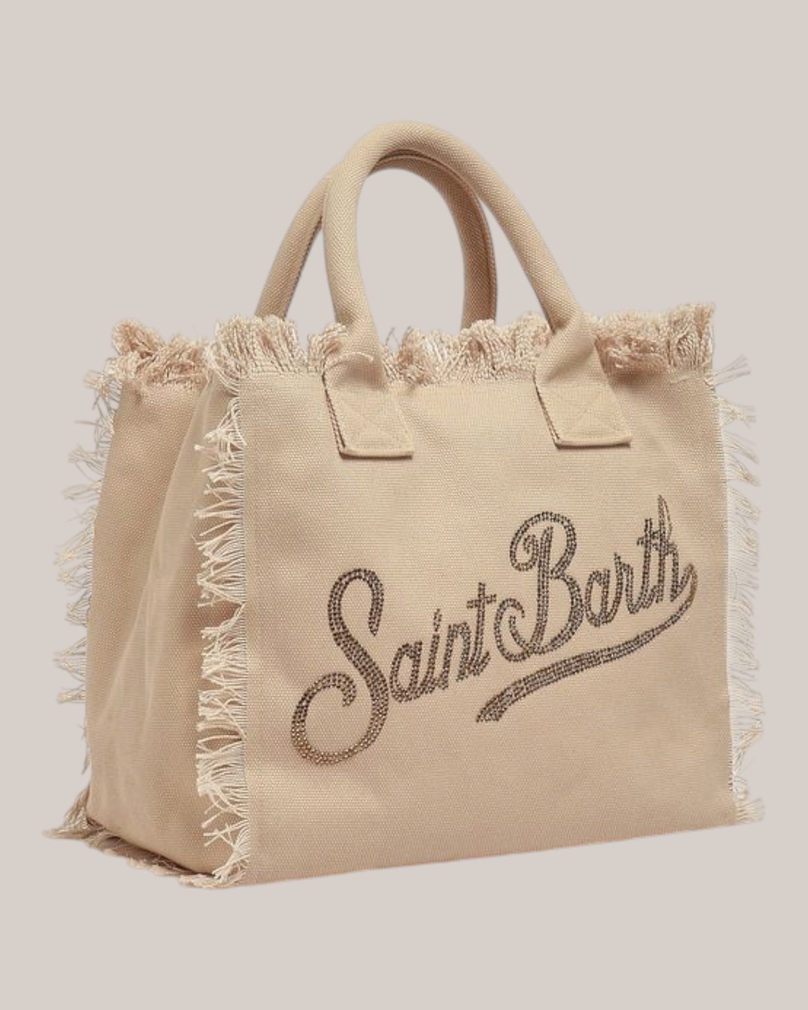Borsa Vanity Regular In Canvas Beige Con Strass VANI001 00267L MC2 Saint Barth