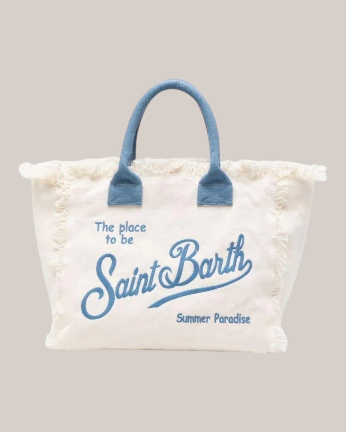 Borsa Vanity Large Regular In Canvas Di Cotone Ricamata Bianca VANI001 09479L MC2 Saint Barth