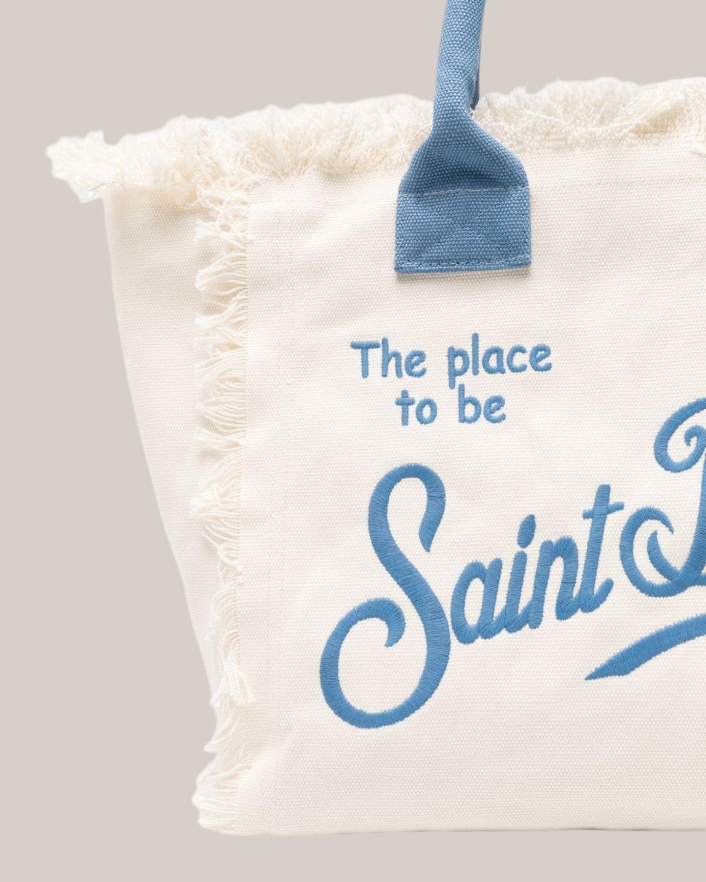 Borsa Vanity Large Regular In Canvas Di Cotone Ricamata Bianca VANI001 09479L MC2 Saint Barth