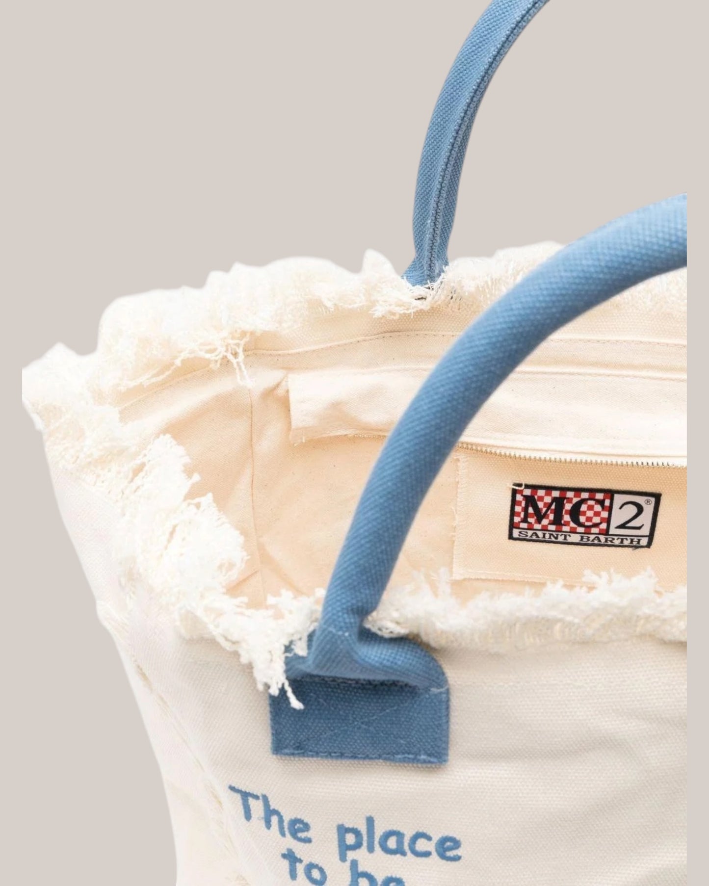 Borsa Vanity Large Regular In Canvas Di Cotone Ricamata Bianca VANI001 09479L MC2 Saint Barth