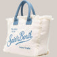 Borsa Vanity Large Regular In Canvas Di Cotone Ricamata Bianca VANI001 09479L MC2 Saint Barth