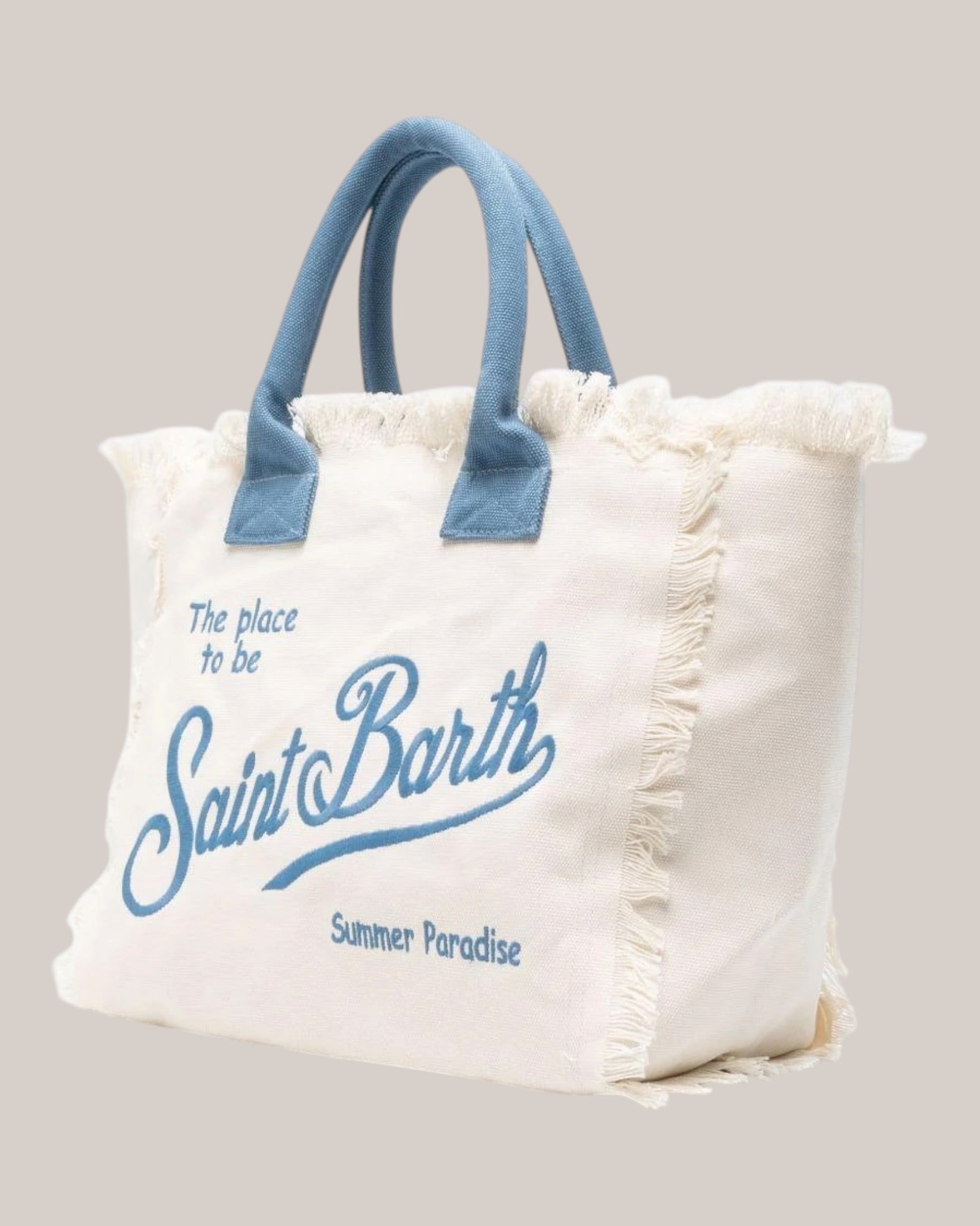 Borsa Vanity Large Regular In Canvas Di Cotone Ricamata Bianca VANI001 09479L MC2 Saint Barth