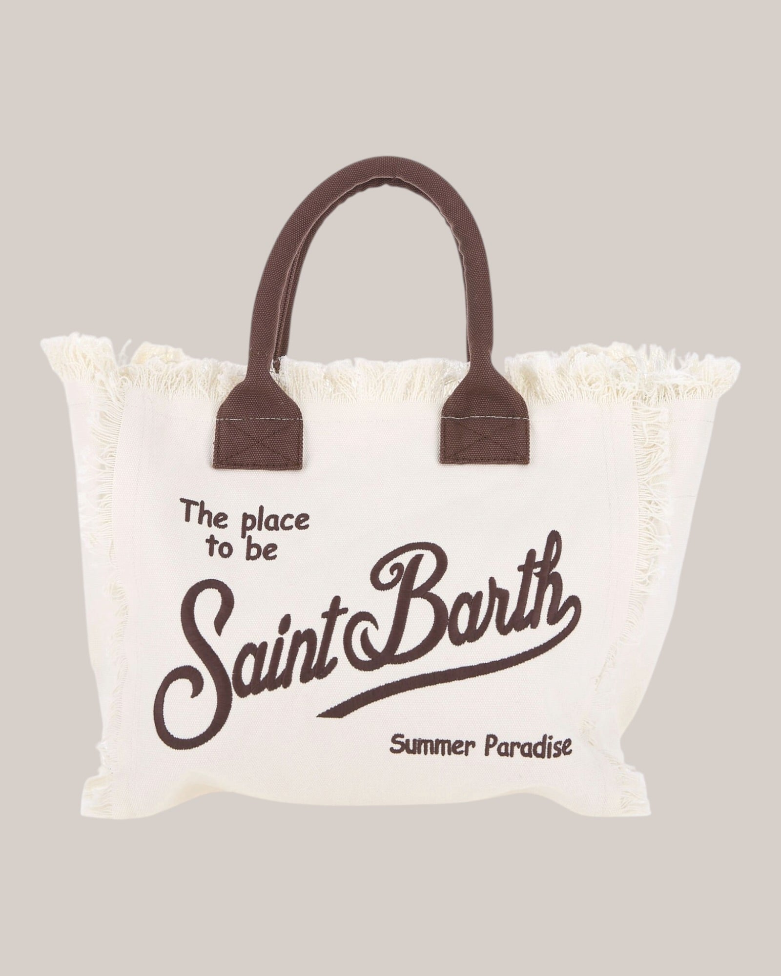 Borsa Vanity Large Regular In Canvas Di Cotone Ricamata Bianca VANI001 01818L MC2 Saint Barth
