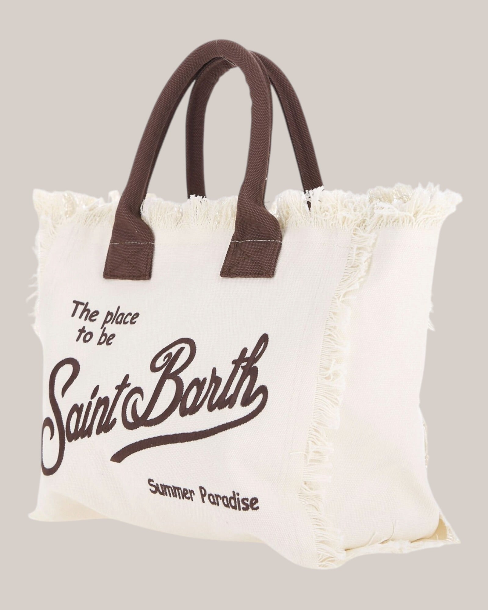 Borsa Vanity Large Regular In Canvas Di Cotone Ricamata Bianca VANI001 01818L MC2 Saint Barth