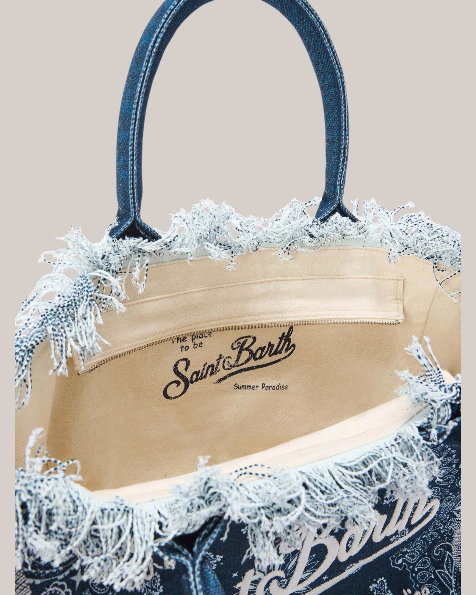 Borsa Vanity Regular Large In Canvas Azzuro Stampa Bandana VNI001 09488L MC2 Saint Barth