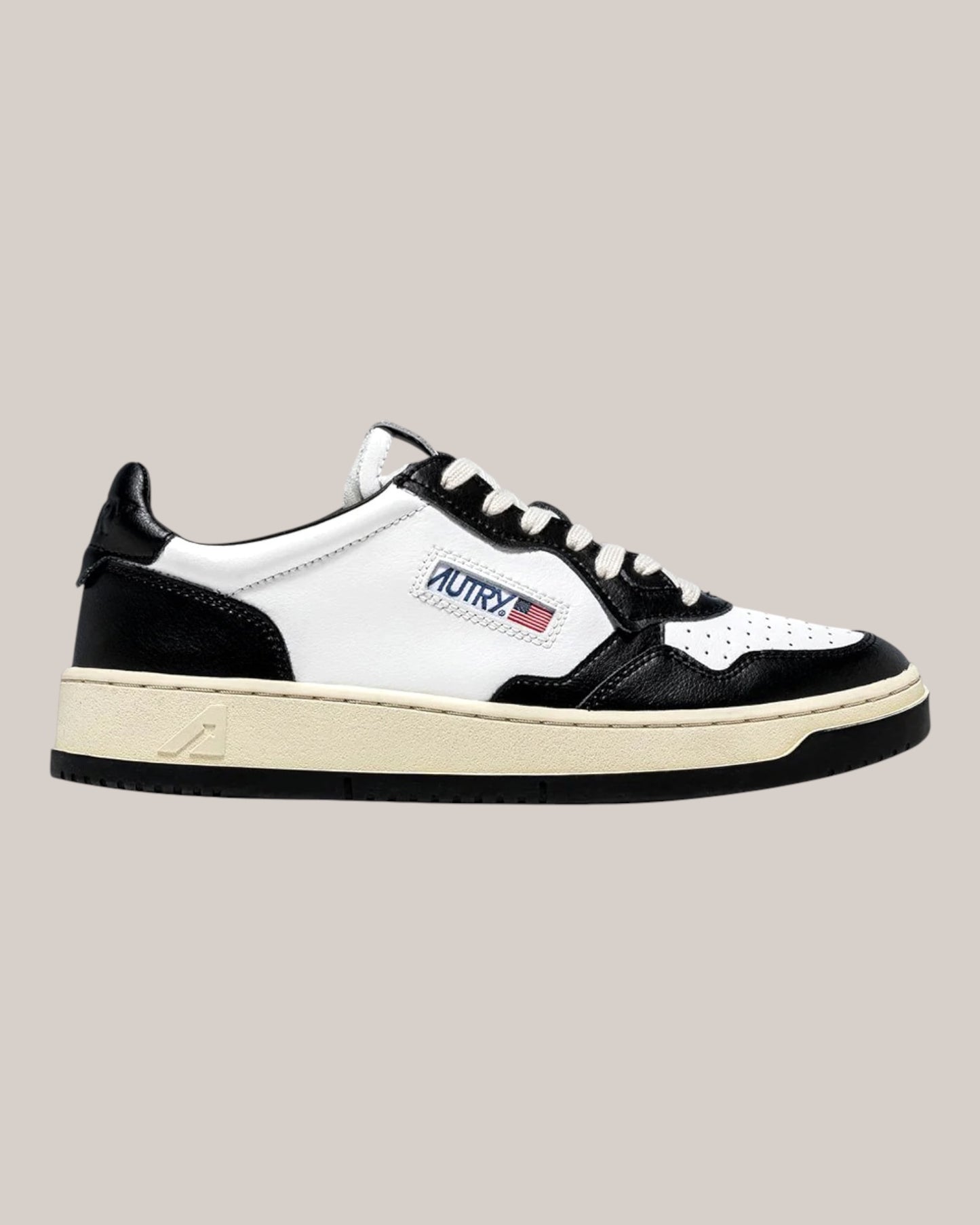 Sneakers Base In Pelle Medalist Low Man Bianca/Nero ALM WB01 Autry