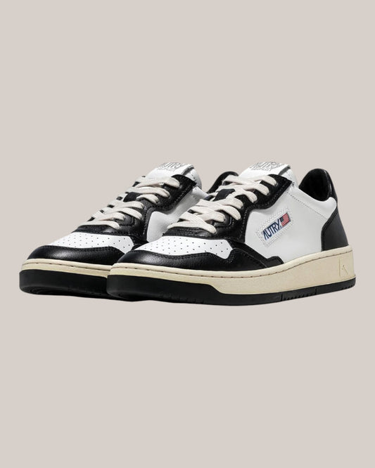 Sneakers Base In Pelle Medalist Low Man Bianca/Nero ALM WB01 Autry