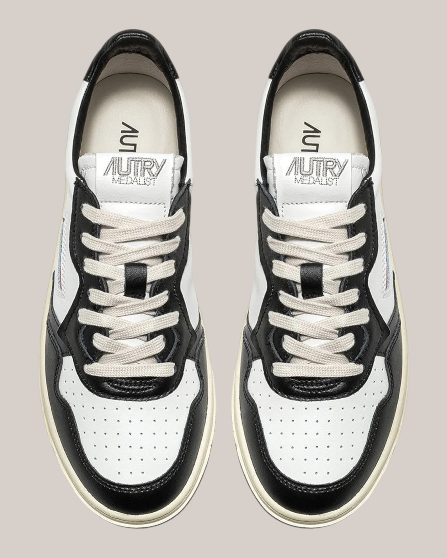 Sneakers Base In Pelle Medalist Low Man Bianca/Nero ALM WB01 Autry