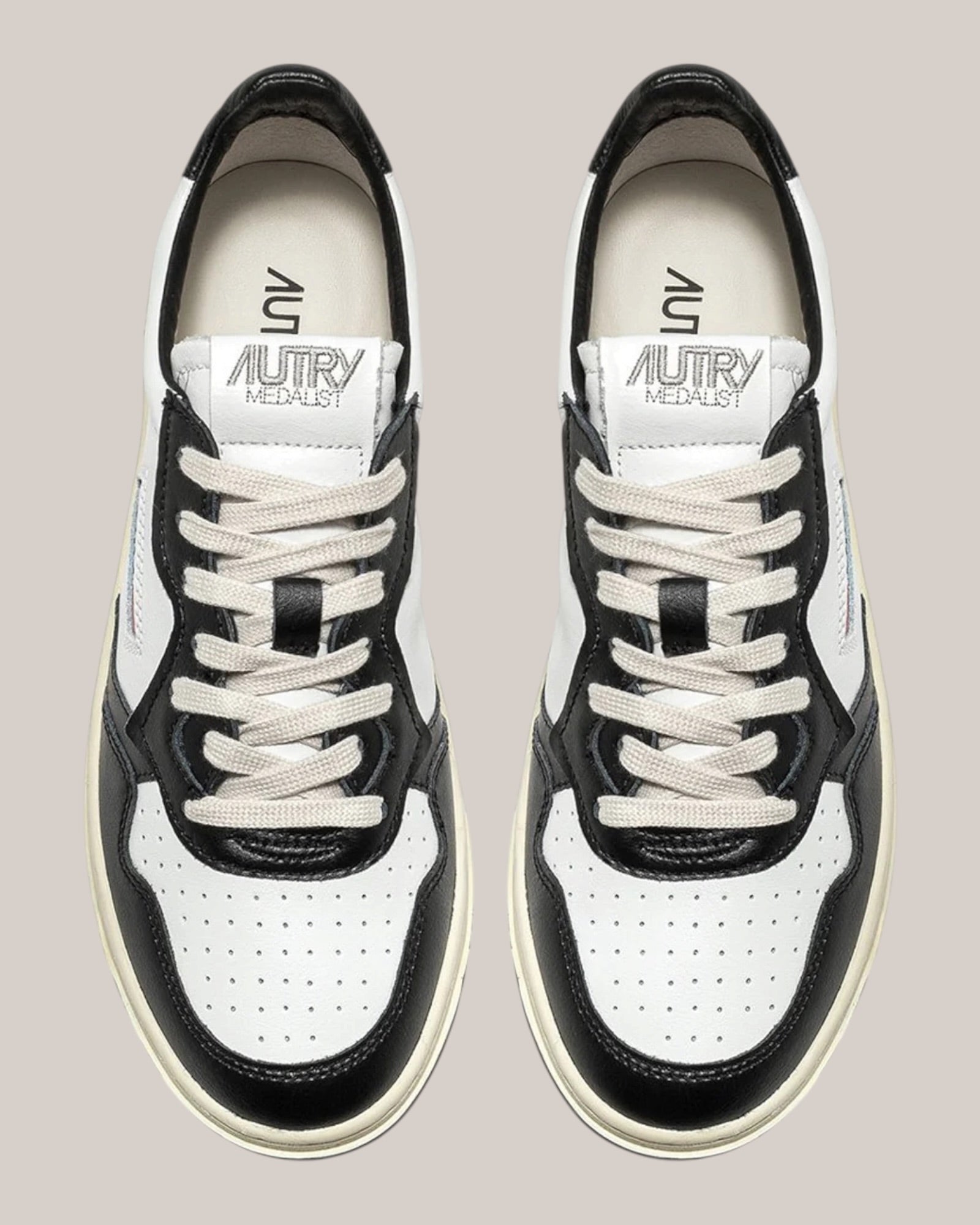 Sneakers Base In Pelle Medalist Low Man Bianca/Nero ALM WB01 Autry