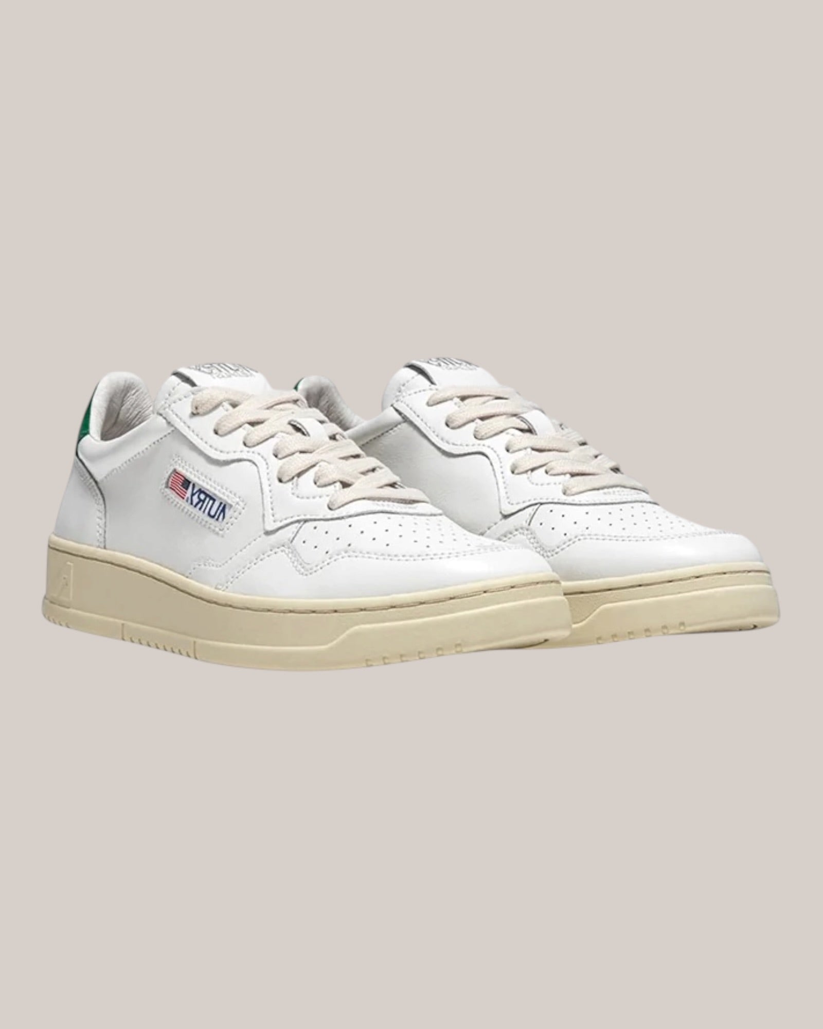 Sneakers Base In Pelle Medalist Low Man Bianco/Verde AULM LL20 Autry