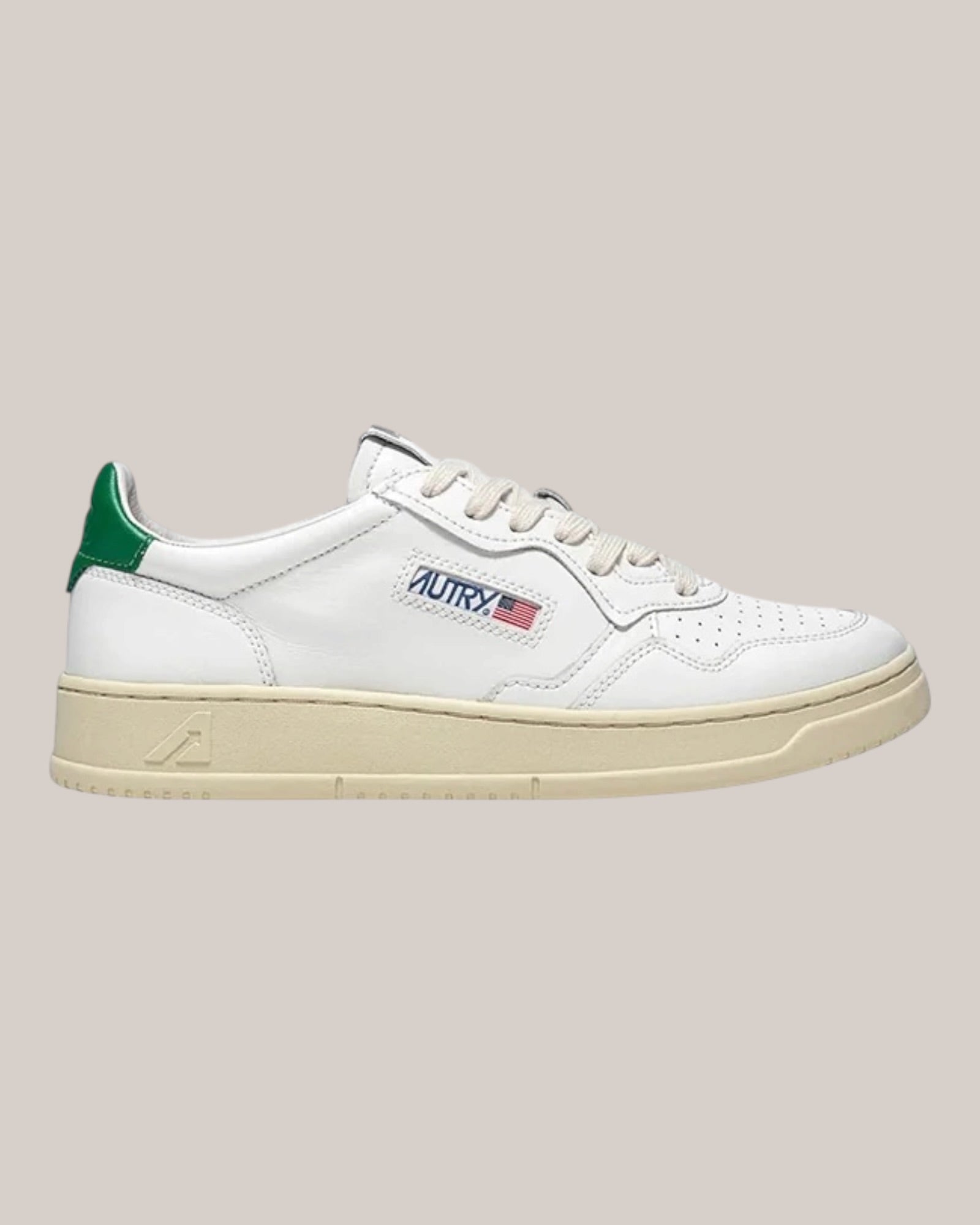 Sneakers Base In Pelle Medalist Low Man Bianco/Verde AULM LL20 Autry