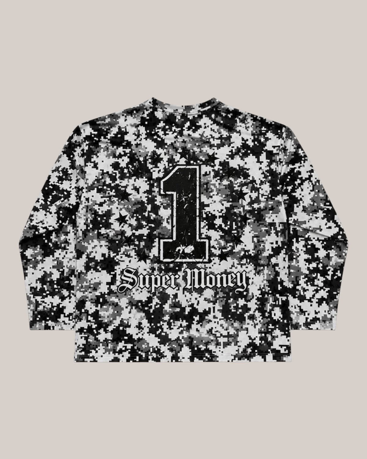 Art Supermoney T-Shirt Manica Lunga Nero Longsleeve Pixel