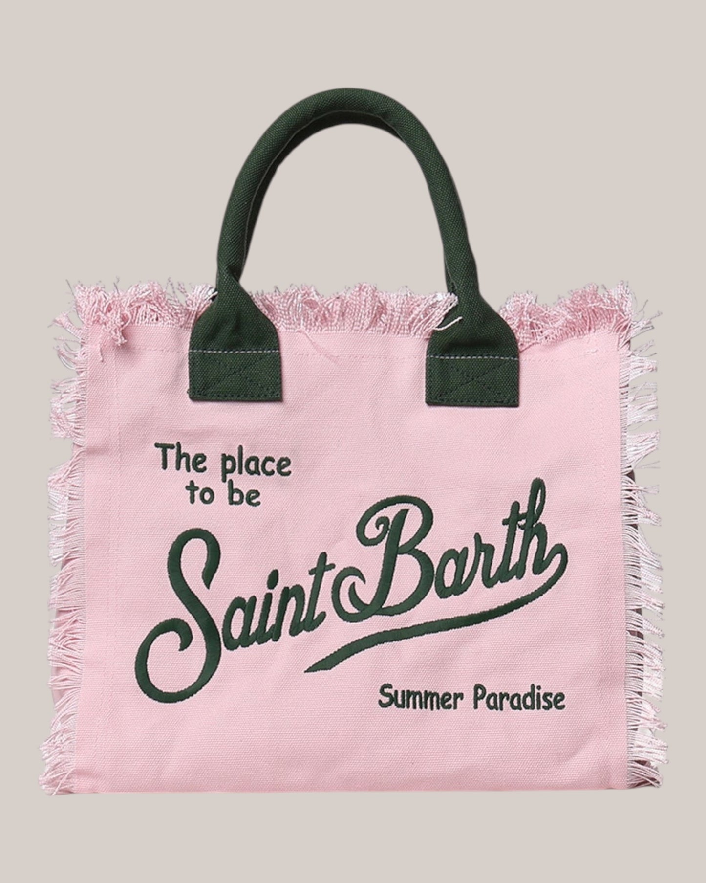 Borsa Vanity Large Regular In Canvas Di Cotone Ricamata Rosa VANI001 00340L MC2 Saint Barth