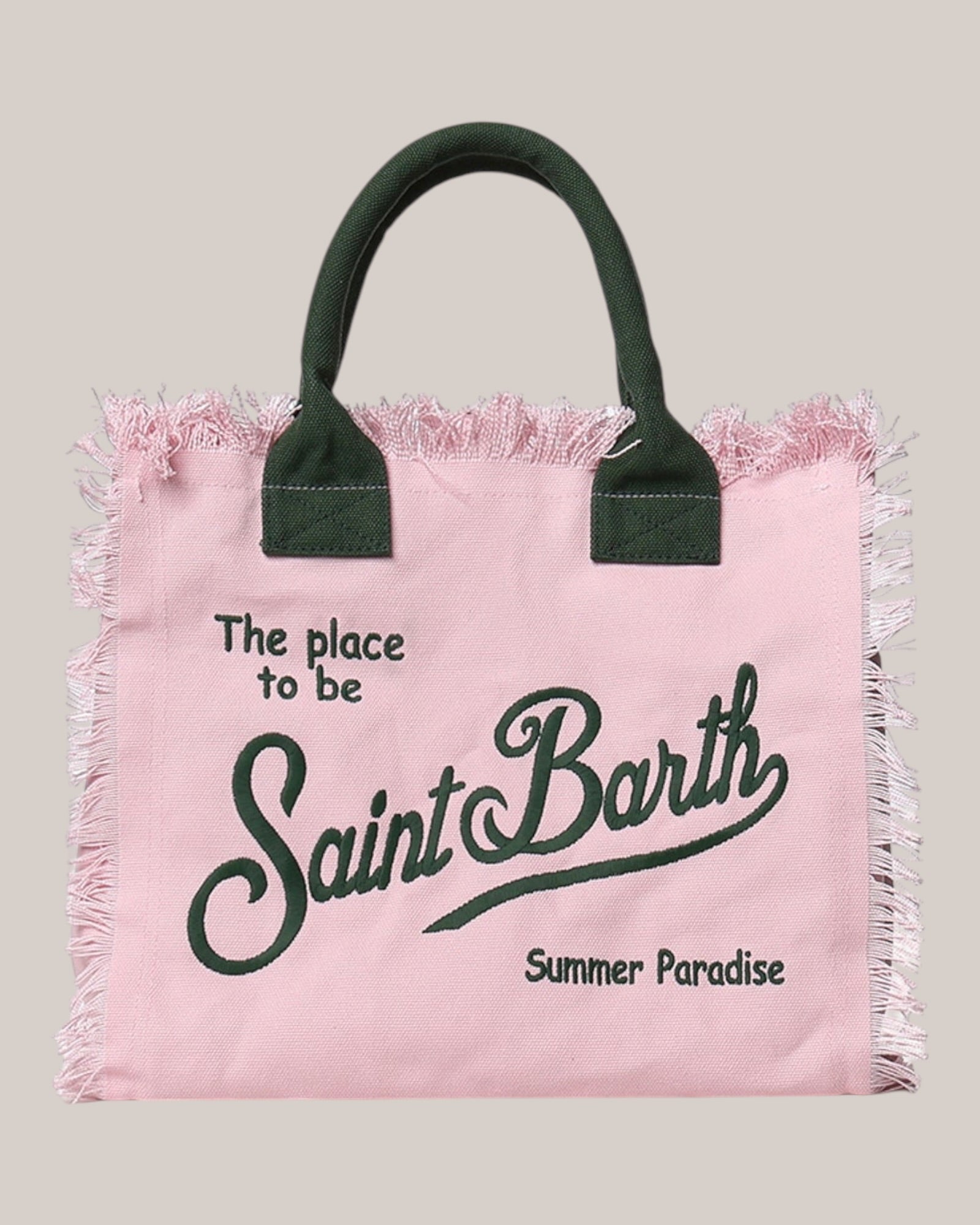 Borsa Vanity Large Regular In Canvas Di Cotone Ricamata Rosa VANI001 00340L MC2 Saint Barth