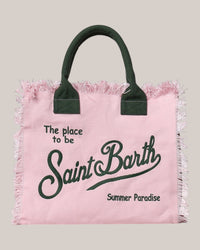 Borsa Vanity Large Regular In Canvas Di Cotone Ricamata Rosa VANI001 00340L MC2 Saint Barth