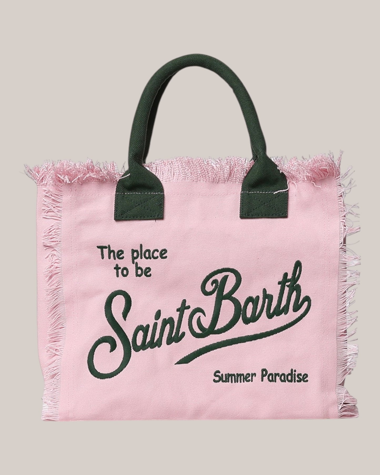 Borsa Vanity Large Regular In Canvas Di Cotone Ricamata Rosa VANI001 00340L MC2 Saint Barth