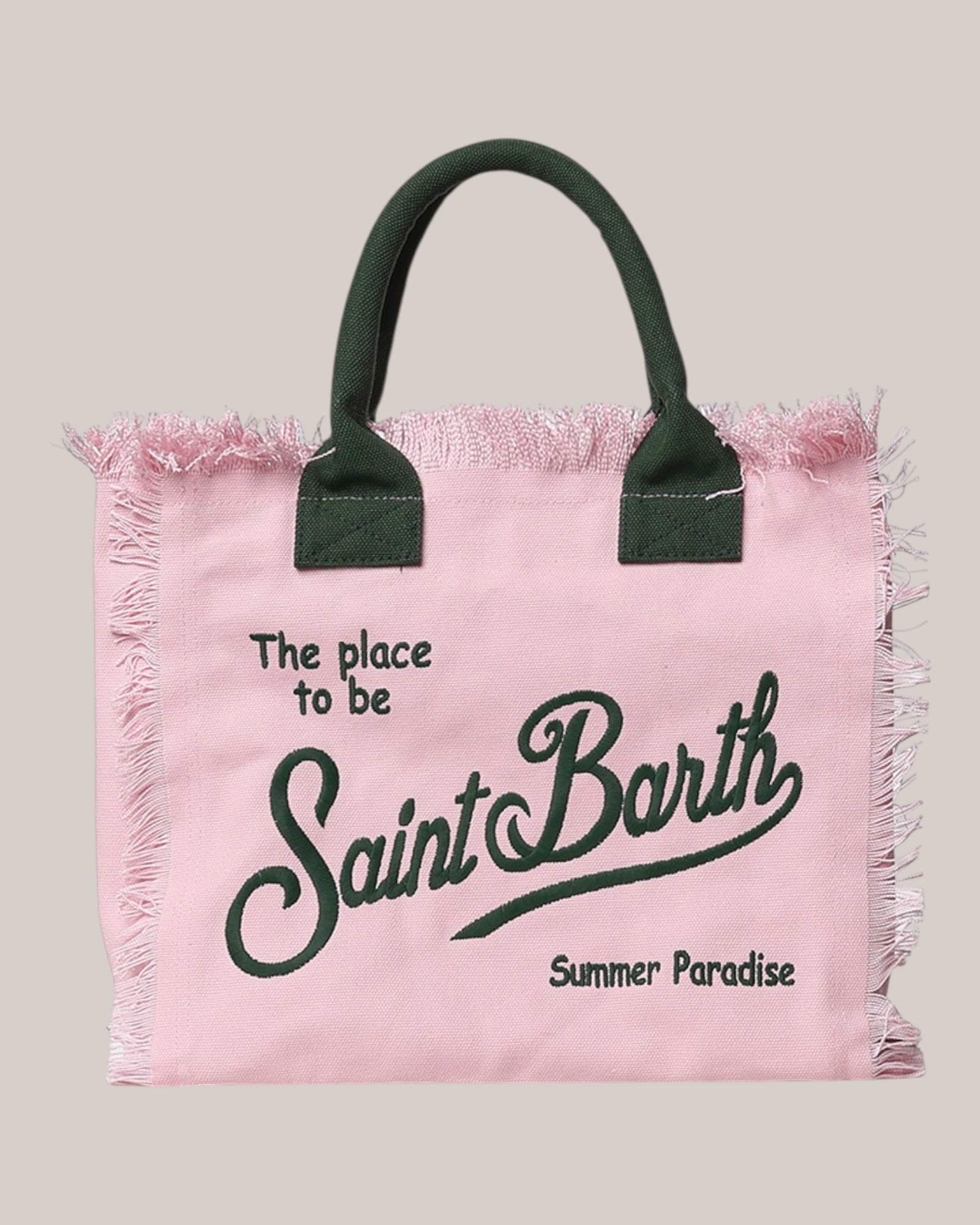 Borsa Vanity Large Regular In Canvas Di Cotone Ricamata Rosa VANI001 00340L MC2 Saint Barth