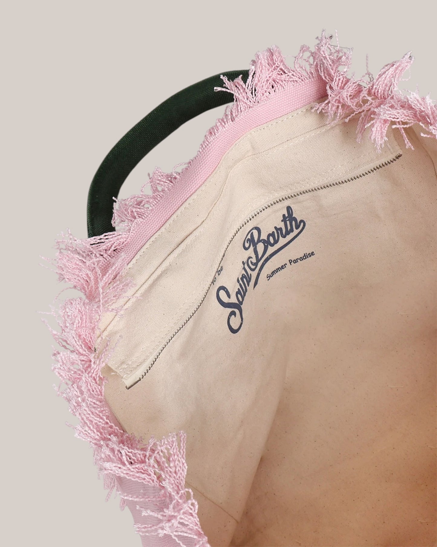 Borsa Vanity Large Regular In Canvas Di Cotone Ricamata Rosa VANI001 00340L MC2 Saint Barth