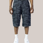 Short Baggy Fit Camo Dark Denim 010N Soldier